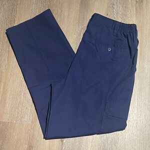 Haband Travelers Mens Navy Blue Cargo‎ Pants Size 38x30 Elastic Waist EUC